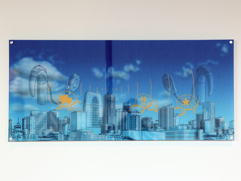 “Sounds of the city” was inspired by when I became a bilateral cochlear implant recipient in April 2019. The digital painting features the Denver skyline with N7 processors picking up the sounds of the city. I chose to leave the city without color fill so that it appears clear, a metaphor for hearing clearly now. I created this art piece entirely using an Android tablet & stylus. First, I took a photo of the city, brought it into a digital illustration app called, ArtFlow Studio, where 
                        I traced the buildings by hand and applied highlights and shading with the airbrush tool. I applied a gradient for the sky and airbrushed the clouds, then I added the processors and speech balloons. 
                        Thank you for providing this opportunity to recipients who are artists, and most of all, thanks for what you do to bring hearing clarity back for the deaf and hard of hearing. God bless.
