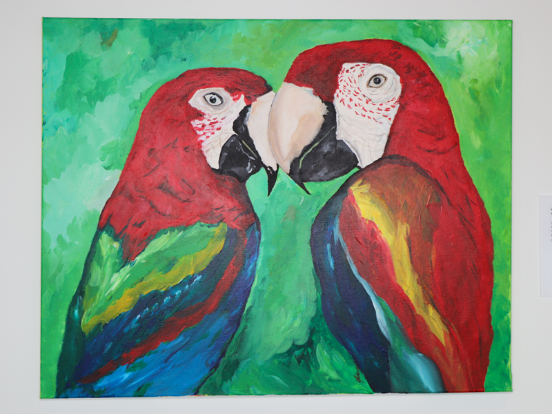 I love birds, one of my favorites are the Macaws. When I lived in Caracas, Venezuela, (where my CI surgery and rehab took place) months after my activation, I remember hearing their call and being grateful with my bionic hearing.
                                        I love to draw and paint sounds that I love.